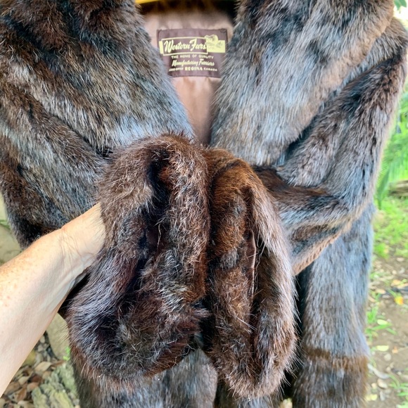Muskrat Fur Bolero Huge Collar Vintage Coat Canada - Picture 5 of 10